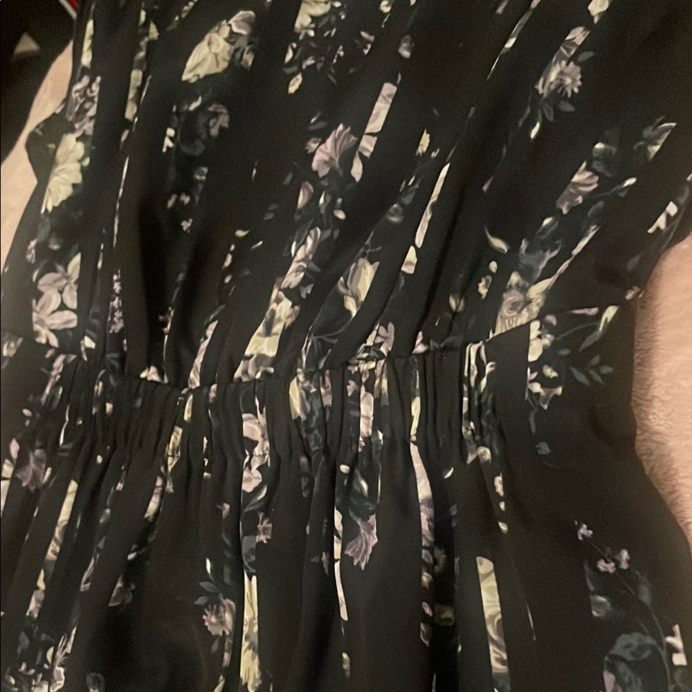Elegant Club Monaco Black Backless Floral Dress